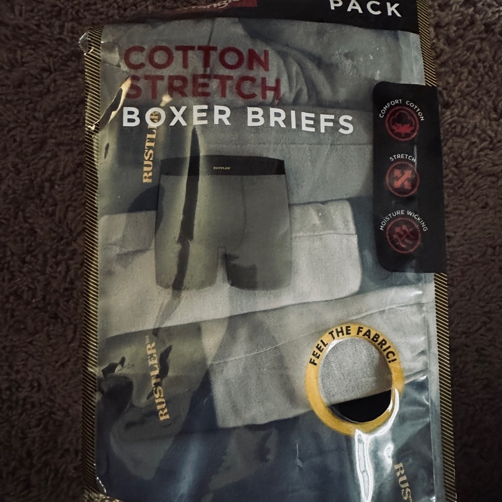 Rustler Gray Boxer Briefs - Cotton Stretch